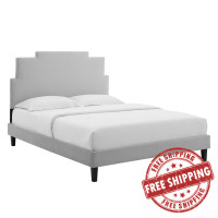 Modway MOD-6705-LGR Lindsey Performance Velvet Queen Platform Bed Light Gray