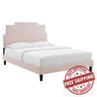 Modway MOD-6705-PNK Lindsey Performance Velvet Queen Platform Bed Pink