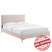 Modway MOD-6706-PNK Phillipa Performance Velvet Queen Platform Bed Pink