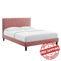 Modway MOD-6708-DUS Phillipa Performance Velvet Queen Platform Bed Dusty Rose