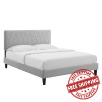 Modway MOD-6708-LGR Phillipa Performance Velvet Queen Platform Bed Light Gray