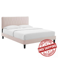 Modway MOD-6708-PNK Phillipa Performance Velvet Queen Platform Bed Pink