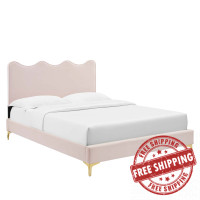 Modway MOD-6727-PNK Current Performance Velvet Twin Platform Bed Pink