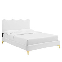 Modway MOD-6727-WHI Current Performance Velvet Twin Platform Bed White