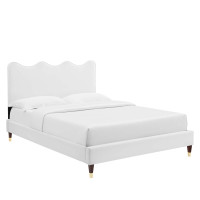 Modway MOD-6728-WHI Current Performance Velvet Twin Platform Bed White