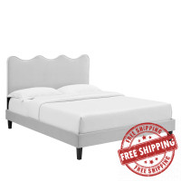 Modway MOD-6729-LGR Current Performance Velvet Twin Platform Bed Light Gray