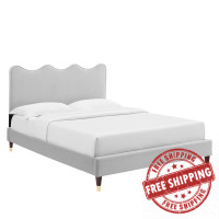 Modway MOD-6731-LGR Current Performance Velvet Full Platform Bed Light Gray