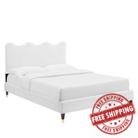 Modway MOD-6731-WHI Current Performance Velvet Full Platform Bed White