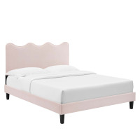 Modway MOD-6732-PNK Current Performance Velvet Full Platform Bed Pink
