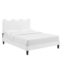 Modway MOD-6732-WHI Current Performance Velvet Full Platform Bed White