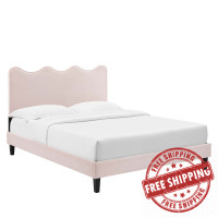 Modway MOD-6735-PNK Current Performance Velvet Queen Platform Bed Pink