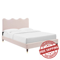 Modway MOD-6737-PNK Current Performance Velvet King Platform Bed Pink