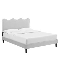 Modway MOD-6738-LGR Current Performance Velvet King Platform Bed Light Gray