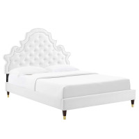 Modway MOD-6752-WHI Gwyneth Tufted Performance Velvet Queen Platform Bed White