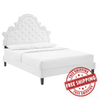 Modway MOD-6753-WHI Gwyneth Tufted Performance Velvet Queen Platform Bed White