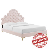 Modway MOD-6754-PNK Gwyneth Tufted Performance Velvet Twin Platform Bed Pink