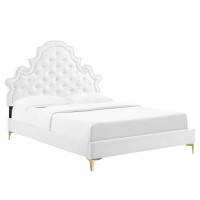 Modway MOD-6754-WHI Gwyneth Tufted Performance Velvet Twin Platform Bed White