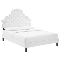 Modway MOD-6759-WHI Gwyneth Tufted Performance Velvet Full Platform Bed White