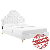Modway MOD-6760-WHI Gwyneth Tufted Performance Velvet King Platform Bed White
