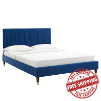 Modway MOD-6866-NAV Peyton Performance Velvet Twin Platform Bed Navy