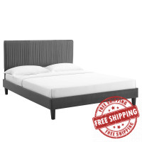 Modway MOD-6867-CHA Peyton Performance Velvet Twin Platform Bed Charcoal