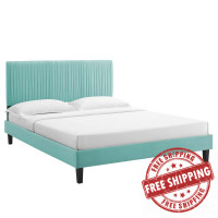 Modway MOD-6867-MIN Peyton Performance Velvet Twin Platform Bed Mint