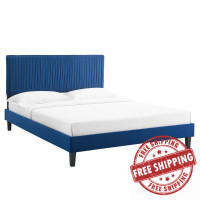 Modway MOD-6867-NAV Peyton Performance Velvet Twin Platform Bed Navy