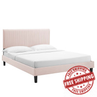 Modway MOD-6867-PNK Peyton Performance Velvet Twin Platform Bed Pink