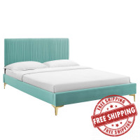 Modway MOD-6868-MIN Peyton Performance Velvet Full Platform Bed Mint