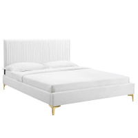 Modway MOD-6868-WHI Peyton Performance Velvet Full Platform Bed White