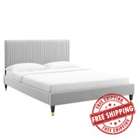 Modway MOD-6869-LGR Peyton Performance Velvet Full Platform Bed Light Gray