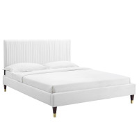 Modway MOD-6869-WHI Peyton Performance Velvet Full Platform Bed White