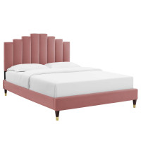Modway MOD-6873-DUS Dusty Rose Elise Twin Performance Velvet Platform Bed