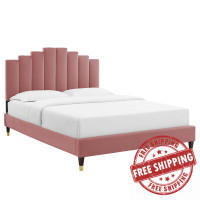 Modway MOD-6873-DUS Dusty Rose Elise Twin Performance Velvet Platform Bed