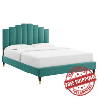 Modway MOD-6874-TEA Teal Elise Full Performance Velvet Platform Bed