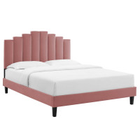 Modway MOD-6876-DUS Dusty Rose Elise Twin Performance Velvet Platform Bed