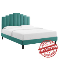 Modway MOD-6876-TEA Teal Elise Twin Performance Velvet Platform Bed