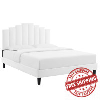 Modway MOD-6876-WHI White Elise Twin Performance Velvet Platform Bed