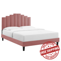 Modway MOD-6878-DUS Dusty Rose Elise King Performance Velvet Platform Bed