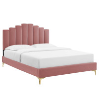 Modway MOD-6879-DUS Dusty Rose Elise Twin Performance Velvet Platform Bed