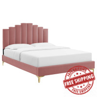 Modway MOD-6879-DUS Dusty Rose Elise Twin Performance Velvet Platform Bed