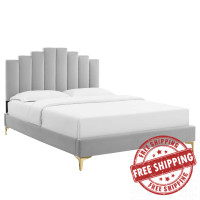 Modway MOD-6879-LGR Light Gray Elise Twin Performance Velvet Platform Bed