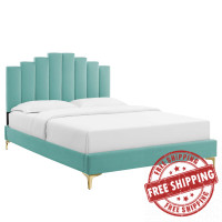 Modway MOD-6879-MIN Mint Elise Twin Performance Velvet Platform Bed