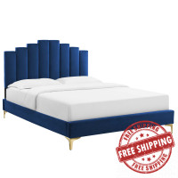 Modway MOD-6879-NAV Navy Elise Twin Performance Velvet Platform Bed
