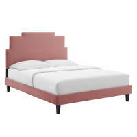 Modway MOD-6897-DUS Lindsey Performance Velvet Twin Platform Bed Dusty Rose