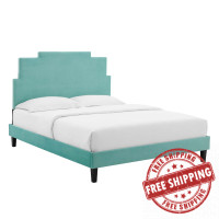 Modway MOD-6897-MIN Lindsey Performance Velvet Twin Platform Bed Mint
