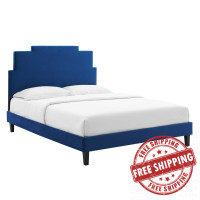Modway MOD-6897-NAV Lindsey Performance Velvet Twin Platform Bed Navy