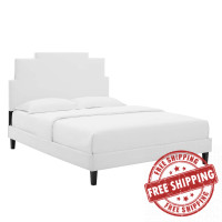 Modway MOD-6897-WHI Lindsey Performance Velvet Twin Platform Bed White