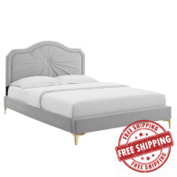Modway MOD-6909-LGR Portia Performance Velvet Full Platform Bed Light Gray