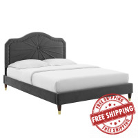 Modway MOD-6910-CHA Portia Performance Velvet Full Platform Bed Charcoal
